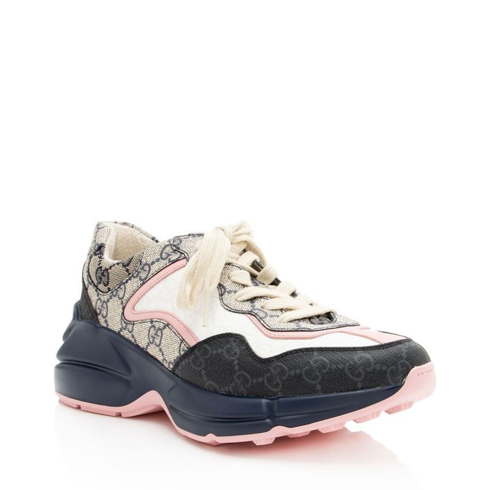 Gucci GG Supreme Mixed Fabric Rhyton Sneakers - Size 7 / 37